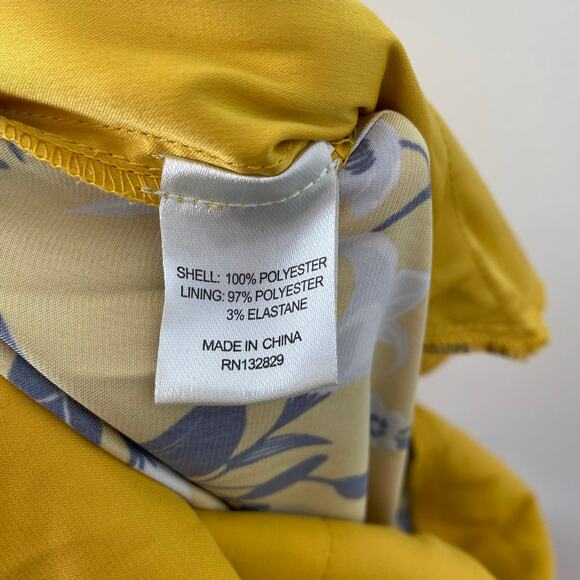 TULAROSA Ashlyn Marigold Floral Satin Off Shoulder Ruffle Jumpsuit Size Small - Picture 8 of 12